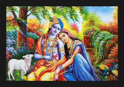 jog craft radha krishna photo, radha krishna photo frame, radha krishna painting Digital Reprint 20 inch x 14 inch Painting
