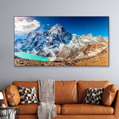 Dekorstation Big Panoramic Beautiful Mountain Canvas Wall Painting With Floating Frame Canvas 48 inch x 24 inch Painting