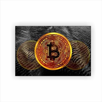 Printodelivery Bitcoin Logo Gold Horizontal Abstract Colors Canvas Wall Art Paintings for Room Canvas 60 inch x 36 inch Painting