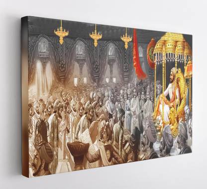GIFTMASTER Chatrapati Shivaji Maharaj Rajyabhishek Photo Frame Wall Painting Canvas 20 inch x 30 inch Painting