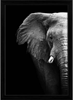 Artzfolio Elephant Canvas Painting Black Synthetic Frame 12 x 16.9 inch (30 x 43 cms) Canvas 16.9 inch x 12 inch Painting