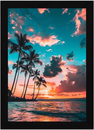 FRIZZY ARTS Tropical Sunset Dreams Digital Reprint 20 inch x 14 inch Painting