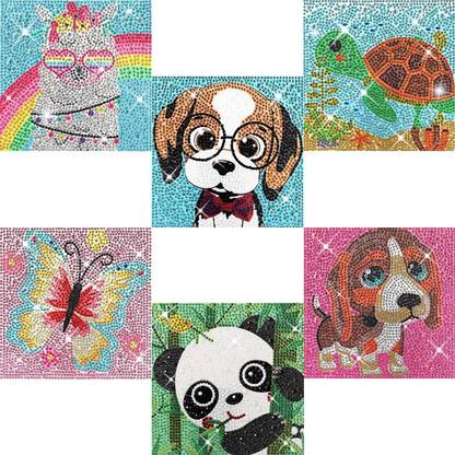 TREXEE (Pack of 3) sets DIY Diamond Painting Kit for Kids (Size-18X13.5 CM) Canvas 7 inch x 7 inch Painting
