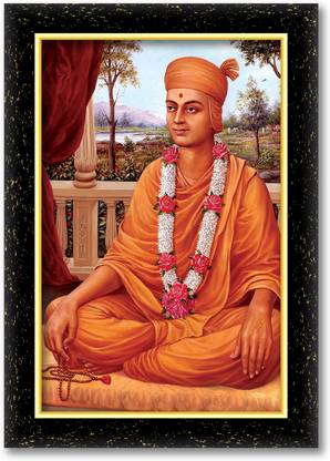 KSS SHREE MUKTANAND SWAMI photo frame (Wood Base and Front Laminated) Acrylic 18 inch x 12 inch Painting