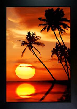 CrowdHall Sunrise Photo Frame | Vastu Sunrise Photo Digital Reprint 13.5 inch x 10 inch Painting