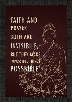 eCraftIndia "Faith and Prayer" Inspirational Quote Satin Matt Texture UV Art Painting Canvas 14 inch x 10 inch Painting