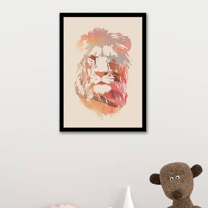 Painting Mantra Lion Face Abstract Design painting Art Print For Kid's Room Decor Digital Reprint 12.9 inch x 17.7 inch Painting