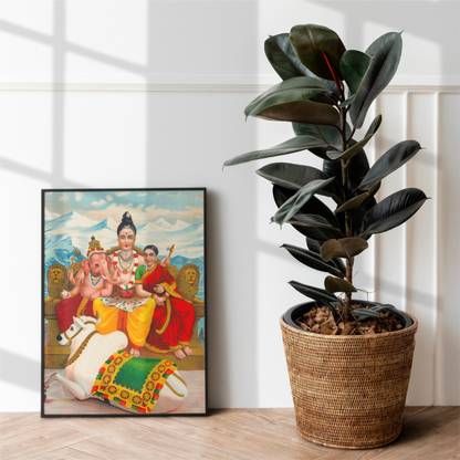 Decave Art Raja Ravi Varma "Shiv Parivaar" 18x12 painting Digital Reprint 18 inch x 12 inch Painting