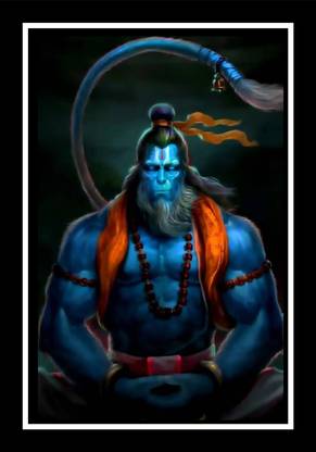jog craft hanuman ji painting| hanuman ji photo frame| religious hanuman| woodeen art Digital Reprint 20 inch x 14 inch Painting