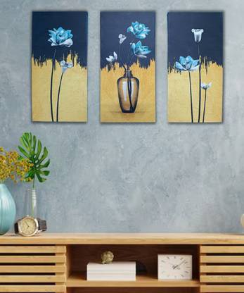 MPent Flower Baas Canvas( Set) Canvas 24 inch x 12 inch Painting