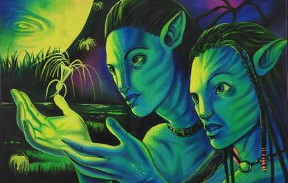 rudra shakti overseas Avatar Movie, Handmade Painting, Fluorescent painting Acrylic 16 inch x 24 inch Painting