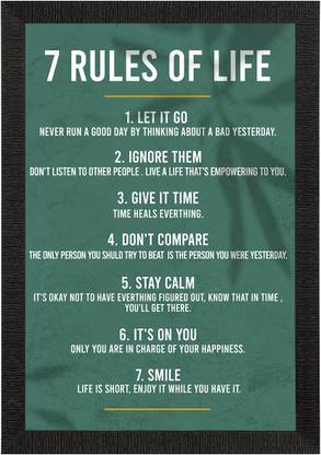 eCraftIndia '7 Rules Of Life'' Motivational Quotes Digital Printed Art Ink 14 inch x 10 inch Painting