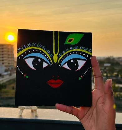 Anshikacreation Krishna eyes 005 Canvas 7 inch x 6 inch Painting