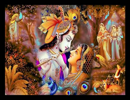 MHridayCraft MHC - Radha Krishna JI PAINTING 162 Digital Reprint 9 inch x 12 inch Painting