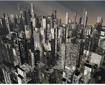 Artzfolio Dead City Canvas Painting | MDF Wood Mounting Frame 20 x 16 inch (51 x 41 cms) Canvas 16 inch x 20 inch Painting