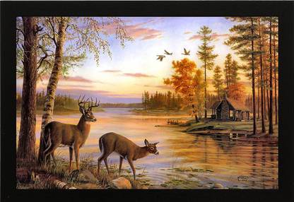 Masstone Beautiful Natural Scene Modern Art UV Matt textured Framed Digital Reprint 14 inch x 20 inch Painting