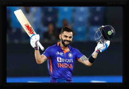 Braj Art Gallery Virat Kohli hits Century Photo Frame Digital Reprint 13.5 inch x 19.5 inch Painting