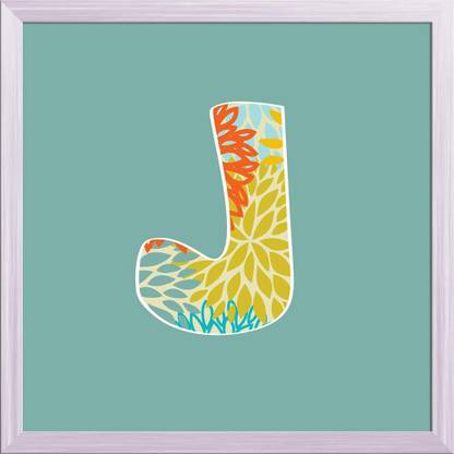 Artzfolio Floral Letter J Canvas Painting White Synthetic Frame 24 x 24 inch (61 x 61 cms) Canvas 24 inch x 24 inch Painting