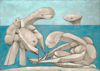 DecorAdventures *On the Beach* (1937) by Pablo Picaso, Matt Satin Digital Reprint 18 inch x 24 inch Painting