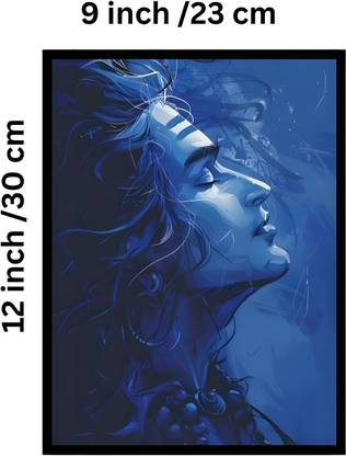 jojoo Shiv bhagwan blue color elegant wall painting Digital Reprint 12 inch x 9 inch Painting