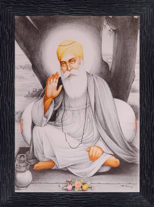 बिसरत क्रिएशन्स Guru Nanak Dev Ji Photo Frame डिजिटल रीप्रिंट 13.5 inch x 10 inch पेंटिंग