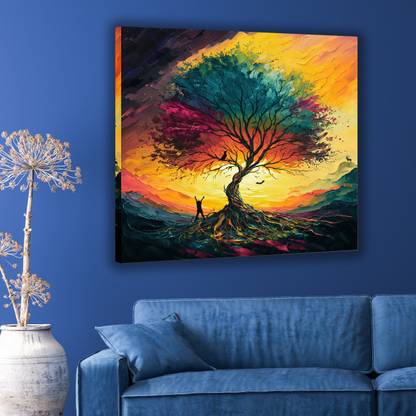 Indianara Modern Canvas Art Painting for Living Room | Bedroom | Pooja Room | Hotel Canvas 20 inch x 20 inch Painting