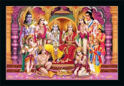 Dharvika Innovations Ram Darbar Photo Frame Digital Reprint 14 inch x 11 inch Painting