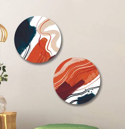 saf Round Shape Abstract MDF Wall Painting for Living Room 12X12 inch LRB35-L2 Digital Reprint 12 inch x 12 inch Painting