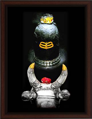Masstone Lord Shiva Shivling UV Matt Textured Effect Framed HD Digital Reprint 11 inch x 14 inch Painting