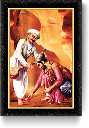 ARAAKA SAINT TUKARAM SHIVAJI MAHARAJ PHOTO FRAME (Wood Base and Front Laminated) Acrylic 12 inch x 8 inch Painting