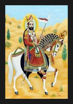 jog craft ramdev ji photo, baba ramdev photo, ramdev photo frame Digital Reprint 20 inch x 14 inch Painting