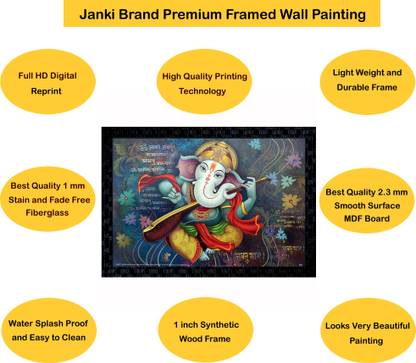 Janki Ganesh Ji Wall Painting Canvas 14 inch x 20 inch Painting
