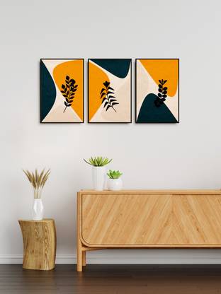 999Store Design Art Abstract Shapes With Botanical Minimalist Leaf Art Painting Canvas 18 inch x 36 inch Painting
