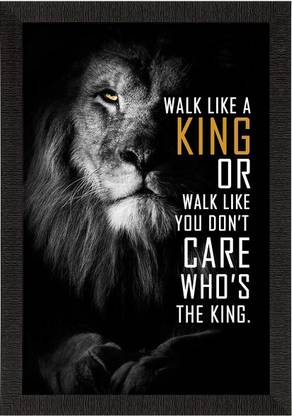 eCraftIndia "Walk like a King" Motivational Quote Satin Matt Texture UV Art Painting Canvas 14 inch x 10 inch Painting