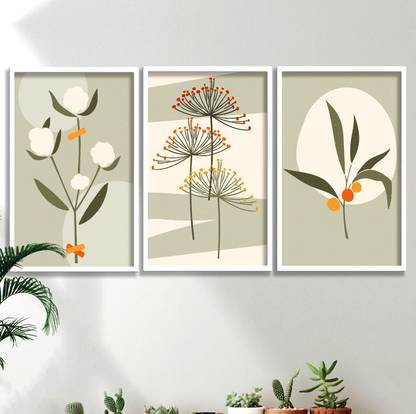saf Set of 3 Modern Boho Art Wall Painting For Home And office Digital Reprint 14 inch x 11 inch Painting