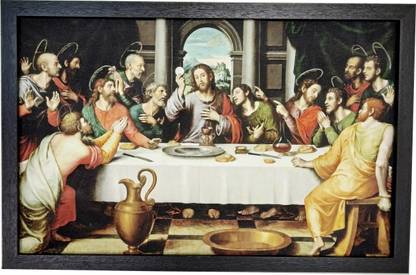 Elegance Last Supper of Jesus Christ Christian art painting picture frame Digital Reprint 13.25 inch x 20.25 inch Painting