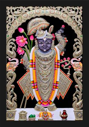 jog craft Shrinathji Photo Frame | Nathdwara Photo frame Digital Reprint 20 inch x 14 inch Painting