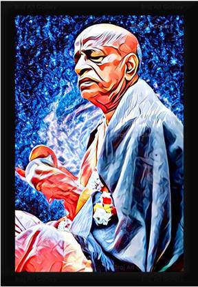 Braj Art Gallery Srila Prabhupada chanting Hare Krishna Bhajan Photo Frame Size Digital Reprint 19.5 inch x 13.5 inch Painting
