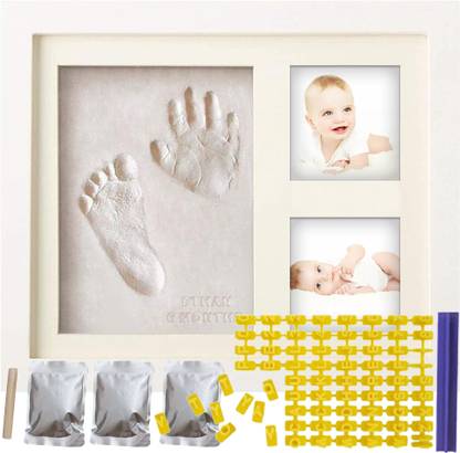 BNF Newborn Inkpad Keepsake W/ Photo Frame Baby Clay Handprint & Footprint Kit Canvas 12 inch x 13 inch Painting