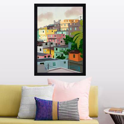 Gallery99 Balcony Landscape Texture Paper Framed Art Print 19.25 Inches X 13.25 Inches Digital Reprint 19.25 inch x 13.25 inch Painting