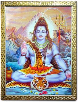 Quickcollection Lord Ram Sita Mata, Hanuman, Laxman, Bharat and Shatrughan Wooden Photo Framed Digital Reprint 12 inch x 9.7 inch Painting