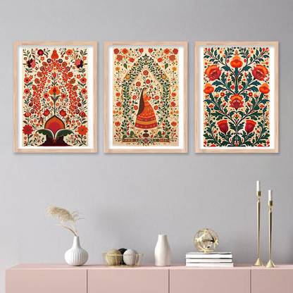 KOTART Madhubani wall painting for wall decor, Paintings With Frame Digital Reprint 13 inch x 10 inch Painting