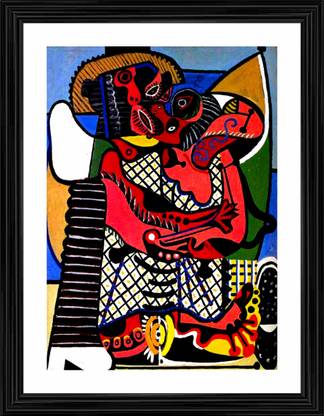 DecorAdventures *Le Baiser (The Kiss) (1925) by Pablo Picaso, Matt Satin Digital Reprint 21 inch x 16 inch Painting