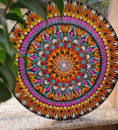 Prika Crafts Dot mandala art.handpainted Canvas 16 inch x 8 inch Painting