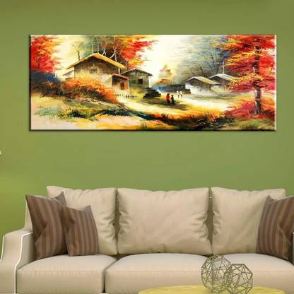 Dekorstation Outhouse In Forest Scenery Canvas wall Painting with frame Canvas 48 inch x 24 inch Painting