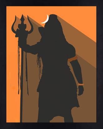 Interio Crafts Lord Shiva Standing Pose Orange Digital Reprint 13 inch x 9 inch Painting