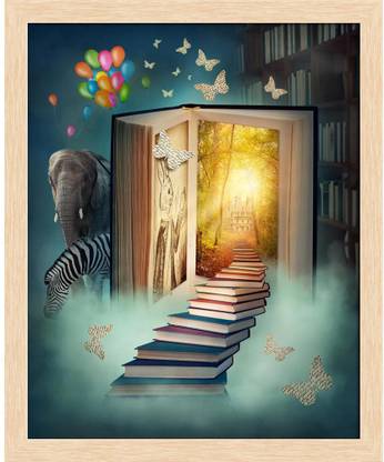 Artzfolio Magic Book Framed Wall Art Painting Print Canvas 19.5 inch x 16 inch Painting