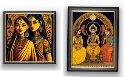 KUMARART INDIAN Traditional HERITAGE Ink 23.622 inch x 17.7165 inch Painting
