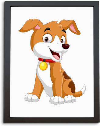 TheKarkhana Cartoon Cute Smiling Brown Labrador Dog Laminated (Without Glass) Digital Reprint 12 inch x 8 inch Painting