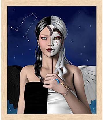 Artzfolio Zodiac Series, Gemini Framed Wall Art Painting Print Canvas 14.1 inch x 12 inch Painting